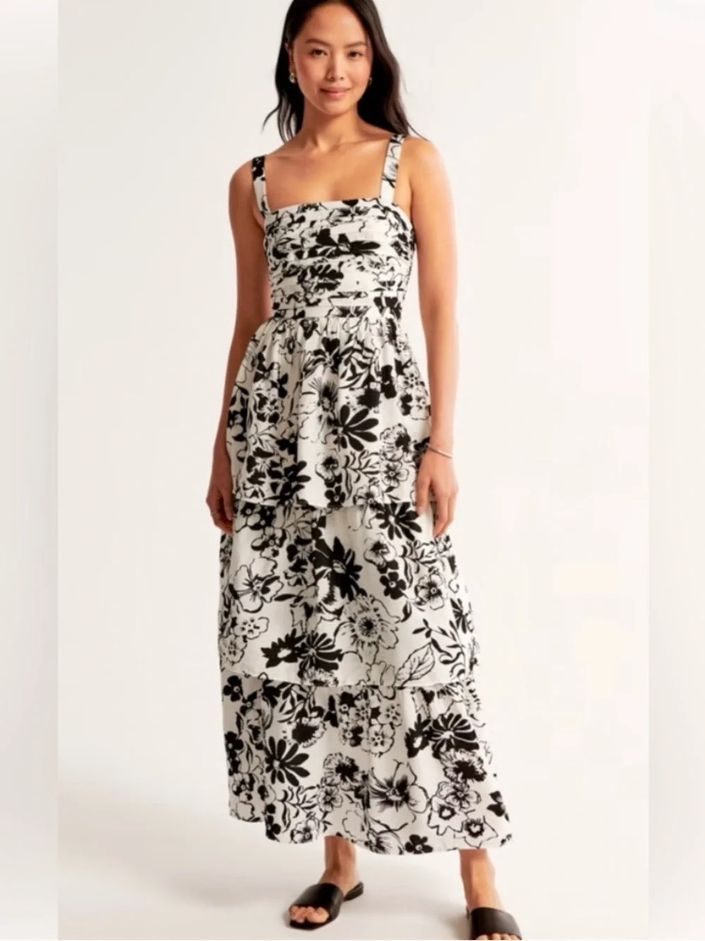 Abercrombie & Fitch Black and White Floral Maxi Dress